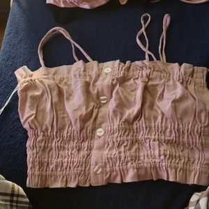 Spaghetti strap ruffled crop top